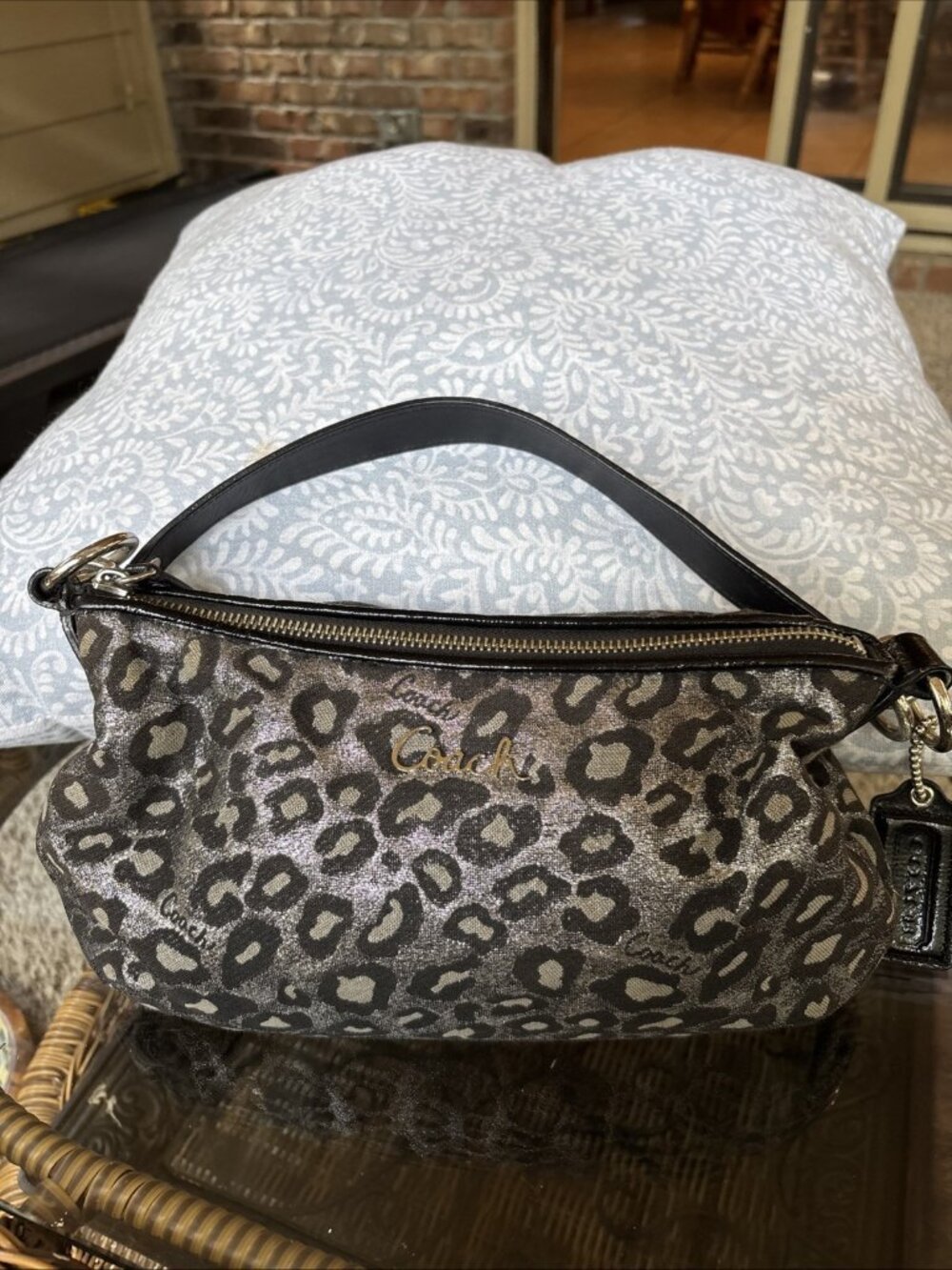 Coach Silver And Black Leapord Print Metallic Shoulder Bag Y2K Vibes